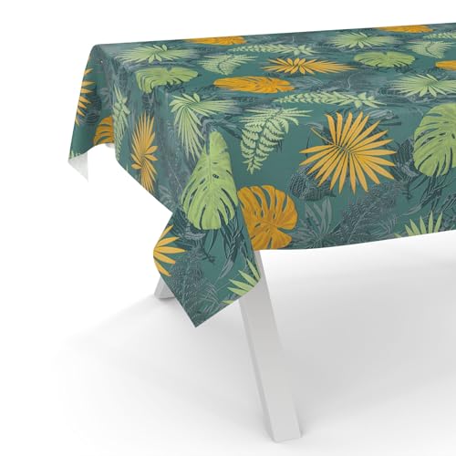 ANRO Wachstuchtischdecke Wachstuch Tischdecke abwaschbar Wachstischdecke Gartentischdecke Rund Oval Eckig 140x140cm Schnittkante Dschungel von ANRO