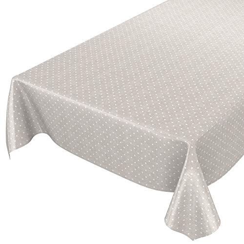 ANRO Wachstuchtischdecke Wachstuch Wachstischdecke Tischdecke Punkte Dots Gepunktet Uni Einfarbig Beige 350x140cm von ANRO