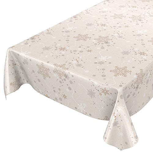 ANRO Wachstuchtischdecke Wachstuch Wachstischdecke Tischdecke Weihnachten Schneeflocken Beige 100x140cm eingefasst ANRO Wachstuchtischdecke Wachstuch Wachstischdecke Tischdecke Weihnachten Schneeflocken Beige 100x140cm eingefasst von ANRO