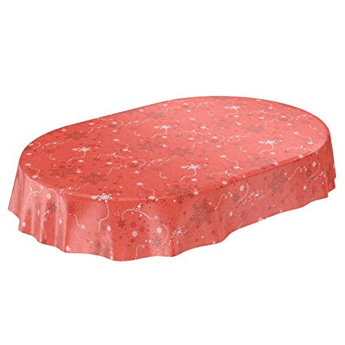 ANRO Wachstuchtischdecke Wachstuch Wachstischdecke Tischdecke Weihnachten Schneeflocken Rot Oval 200x140cm ANRO Wachstuchtischdecke Wachstuch Wachstischdecke Tischdecke Weihnachten Schneeflocken Rot Oval 200x140cm von ANRO