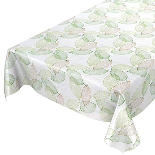 ANRO Wachstuchtischdecke Wachstuch Wachstischdecke Tischdecke abwaschbar Abstrakt Stimmung Laub Grün 1000 x 140cm - 10M von ANRO
