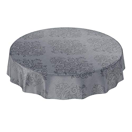 ANRO Wachstuchtischdecke Wachstuch Wachstischdecke Tischdecke abwaschbar Ranken Barock Arabeske Anthrazit Rund 140cm ANRO Wachstuchtischdecke Wachstuch Wachstischdecke Tischdecke abwaschbar Ranken Barock Arabeske Anthrazit Rund 140cm von ANRO