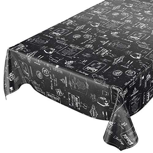 ANRO Wachstuchtischdecke Wachstuch Wachstischdecke Tischdecke abwaschbar Schwarz Bistro Retro Modern 200x140cm von ANRO