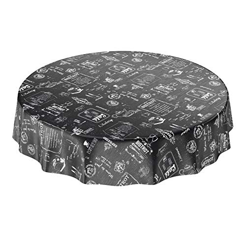 ANRO Wachstuchtischdecke Wachstuch Wachstischdecke Tischdecke abwaschbar Schwarz Bistro Retro Modern Rund 140cm ANRO Wachstuchtischdecke Wachstuch Wachstischdecke Tischdecke abwaschbar Schwarz Bistro Retro Modern Rund 140cm von ANRO