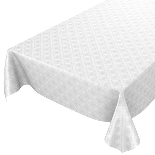 ANRO Wachstuchtischdecke Wachstuch abwaschbar Tischdecke Karo Einfarbig Uni Weiß Reliefdruck Damast 180x140cm ANRO Wachstuchtischdecke Wachstuch abwaschbar Tischdecke Karo Einfarbig Uni Weiß Reliefdruck Damast 180x140cm von ANRO