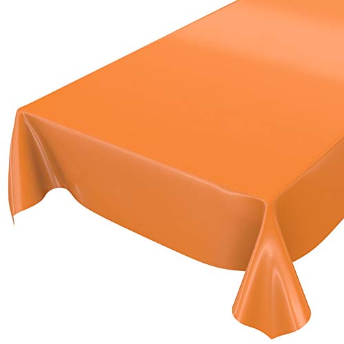 Wachstuchtischdecke Wachstuch abwaschbare Tischdecke Uni Glanz Einfarbig Orange Eingefasst 240 x 140cm von ANRO