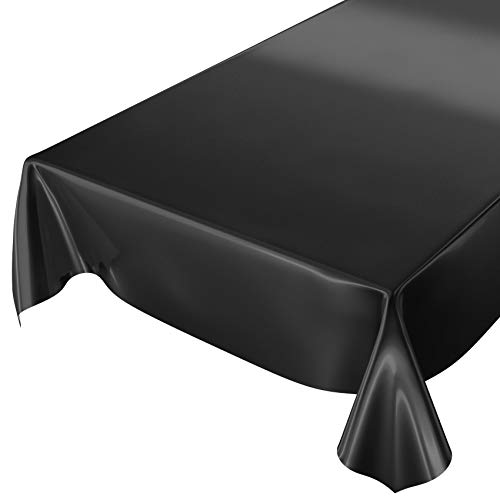 Wachstuchtischdecke Wachstuch abwaschbare Tischdecke Uni Glanz Einfarbig Schwarz Eingefasst 240 x 140cm von ANRO