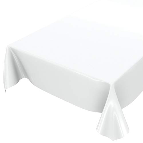 Wachstuchtischdecke Wachstuch abwaschbare Tischdecke Uni Glanz Einfarbig Weiß Schnittkante 2000 x 140cm von ANRO