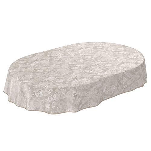 Wachstuchtischdecke abwaschbar Garten Tischdecke Wachstuch Rund Oval Eckig Indoor Outdoor Barock Rankenmuster Hellgrau-Beige Oval 260x140cm mit Saum - Eingefasst Wachstuchtischdecke abwaschbar Garten Tischdecke Wachstuch Rund Oval Eckig Indoor Outdoor Barock Rankenmuster Hellgrau-Beige Oval 260x140cm mit Saum - Eingefasst von ANRO