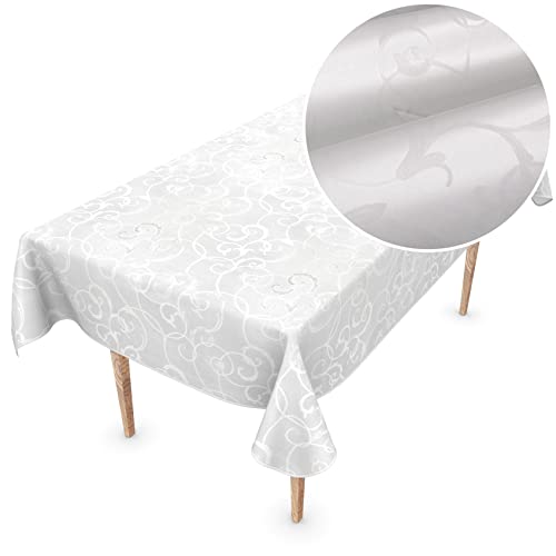 Premium Wachstuchtischdecke Tischdecke Vinyl Wachstischdecke abwaschbar 110x150cm Damast Weiß Perlmut edel abwischbar Premium Wachstuchtischdecke Tischdecke Vinyl Wachstischdecke abwaschbar 110x150cm Damast Weiß Perlmut edel abwischbar von ANRO
