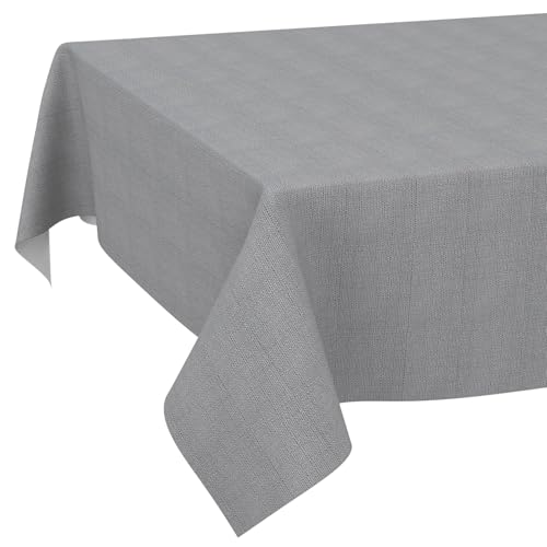 Stoff Tischdecke Textil Tischwäsche Tischtuch Baumwolle Polyester abwaschbar Uni Ornament Damast Jacquard Gewebe waschbar Dunkelgrau 500x140cm (5m) Schnittkante von ANRO