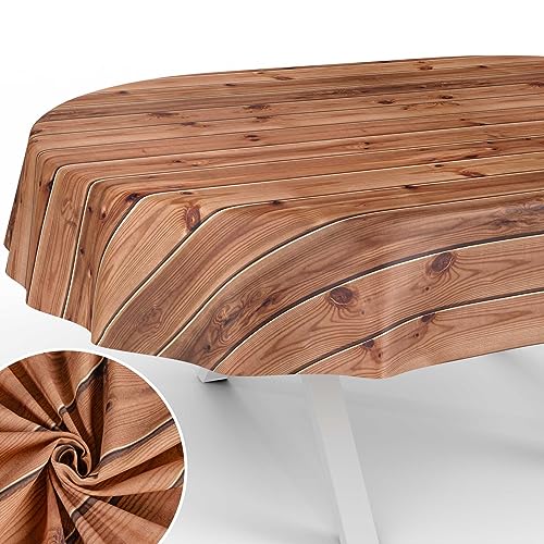Stoff Tischdecke Tischwäsche Textil Tischtuch Baumwolle Polyester Gewebe abwaschbar pflegeleicht, in rund oval eckig Holz Braun Oval 200x140cm Schnittkante Stoff Tischdecke Tischwäsche Textil Tischtuch Baumwolle Polyester Gewebe abwaschbar pflegeleicht, in rund oval eckig Holz Braun Oval 200x140cm Schnittkante von ANRO