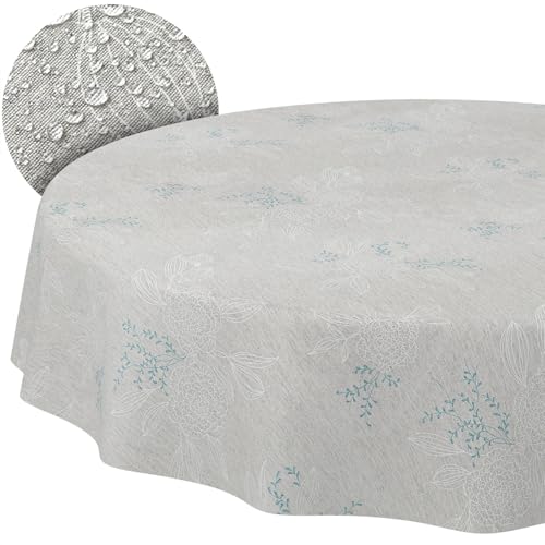 Stoff Tischdecke Tischwäsche Textil Tischtuch Baumwolle Polyester Gewebe abwaschbar pflegeleicht, in rund oval eckig Japondi Grau Rund 120cm Schnittkante von ANRO