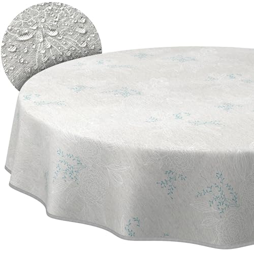 Stoff Tischdecke Tischwäsche Textil Tischtuch Baumwolle Polyester Gewebe abwaschbar pflegeleicht, in rund oval eckig Japondi Grau Rund 120cm mit Saum (Eingefasst) von ANRO