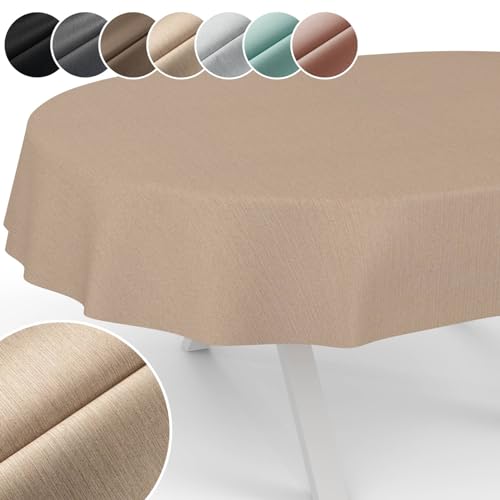 Tischdecke Mila Stoff abwaschbar Tischtuch Tafeldecke Jacquard Teflon beschichtet pflegeleicht Lotuseffekt schmutz- & wasserabweisend Uni Leinenoptik Oval 180x140cm Schnittkante Beige Tischdecke Mila Stoff abwaschbar Tischtuch Tafeldecke Jacquard Teflon beschichtet pflegeleicht Lotuseffekt schmutz- & wasserabweisend Uni Leinenoptik Oval 180x140cm Schnittkante Beige von ANRO