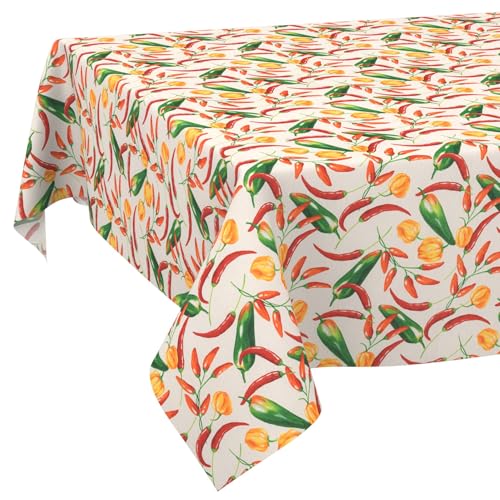 Tischdecke Stoff abwaschbar Tischtuch Tafeldecke pflegeleicht Lotuseffekt schmutz- & wasserabweisend für Indoor Outdoor Tischdecke 100x140cm Schnittkante Chili von ANRO