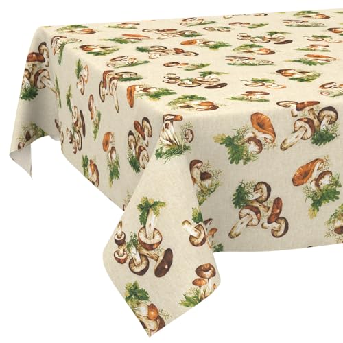Tischdecke Stoff abwaschbar Tischtuch Tafeldecke pflegeleicht Lotuseffekt schmutz- & wasserabweisend für Indoor Outdoor Tischdecke 100x140cm Schnittkante Pilze Tischdecke Stoff abwaschbar Tischtuch Tafeldecke pflegeleicht Lotuseffekt schmutz- & wasserabweisend für Indoor Outdoor Tischdecke 100x140cm Schnittkante Pilze von ANRO