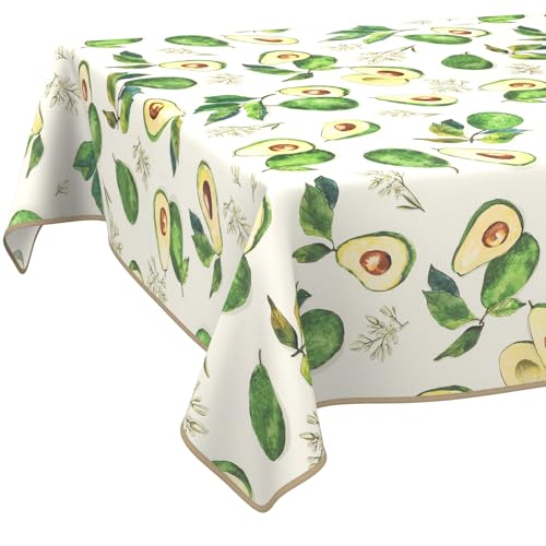 Tischdecke Stoff abwaschbar Tischtuch Tafeldecke pflegeleicht Lotuseffekt schmutz- & wasserabweisend für Indoor Outdoor Tischdecke 100x140cm mit Saum (Eingefasst) Avocado von ANRO