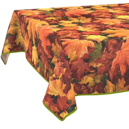 Tischdecke Stoff abwaschbar Tischtuch Tafeldecke pflegeleicht Lotuseffekt schmutz- & wasserabweisend für Indoor Outdoor Tischdecke 100x140cm mit Saum (Eingefasst) Herbst Ahorn von ANRO