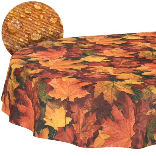 Tischdecke Stoff abwaschbar Tischtuch Tafeldecke pflegeleicht Lotuseffekt schmutz- & wasserabweisend für Indoor Outdoor Tischdecke Oval 160x140cm Schnittkante Herbst Ahorn Tischdecke Stoff abwaschbar Tischtuch Tafeldecke pflegeleicht Lotuseffekt schmutz- & wasserabweisend für Indoor Outdoor Tischdecke Oval 160x140cm Schnittkante Herbst Ahorn von ANRO