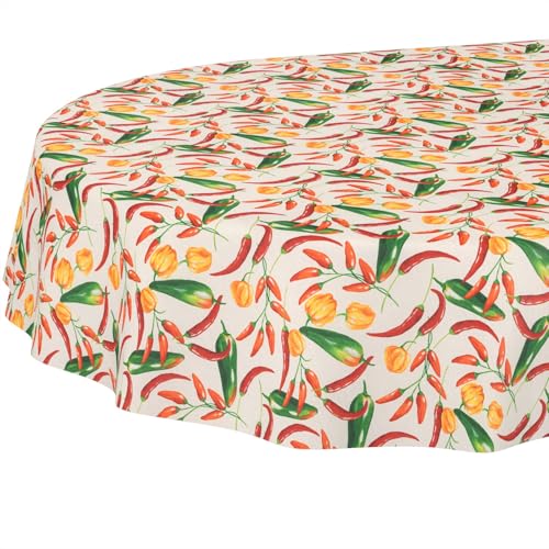 Tischdecke Stoff abwaschbar Tischtuch Tafeldecke pflegeleicht Lotuseffekt schmutz- & wasserabweisend für Indoor Outdoor Tischdecke Oval 180x140cm Schnittkante Chili Tischdecke Stoff abwaschbar Tischtuch Tafeldecke pflegeleicht Lotuseffekt schmutz- & wasserabweisend für Indoor Outdoor Tischdecke Oval 180x140cm Schnittkante Chili von ANRO