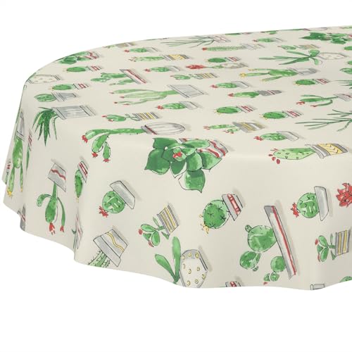 Tischdecke Stoff abwaschbar Tischtuch Tafeldecke pflegeleicht Lotuseffekt schmutz- & wasserabweisend für Indoor Outdoor Tischdecke Oval 180x140cm Schnittkante Kaktus Tischdecke Stoff abwaschbar Tischtuch Tafeldecke pflegeleicht Lotuseffekt schmutz- & wasserabweisend für Indoor Outdoor Tischdecke Oval 180x140cm Schnittkante Kaktus von ANRO