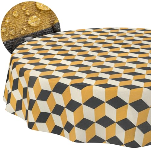 Tischdecke Stoff abwaschbar Tischtuch Tafeldecke pflegeleicht Lotuseffekt schmutz- & wasserabweisend für Indoor Outdoor Tischdecke Rund 140cm Schnittkante 3D Effekt Tischdecke Stoff abwaschbar Tischtuch Tafeldecke pflegeleicht Lotuseffekt schmutz- & wasserabweisend für Indoor Outdoor Tischdecke Rund 140cm Schnittkante 3D Effekt von ANRO