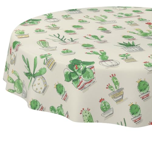 Tischdecke Stoff abwaschbar Tischtuch Tafeldecke pflegeleicht Lotuseffekt schmutz- & wasserabweisend für Indoor Outdoor Tischdecke Rund 140cm Schnittkante Kaktus Tischdecke Stoff abwaschbar Tischtuch Tafeldecke pflegeleicht Lotuseffekt schmutz- & wasserabweisend für Indoor Outdoor Tischdecke Rund 140cm Schnittkante Kaktus von ANRO