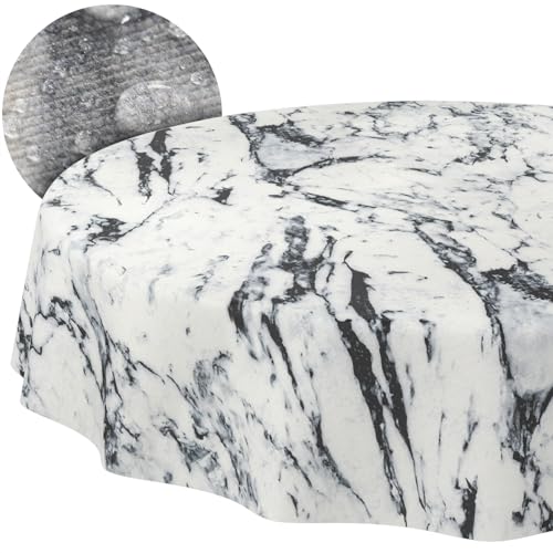 Tischdecke Stoff abwaschbar Tischtuch Tafeldecke pflegeleicht Lotuseffekt schmutz- & wasserabweisend für Indoor Outdoor Tischdecke Rund 140cm Schnittkante Marmor Schwarz Tischdecke Stoff abwaschbar Tischtuch Tafeldecke pflegeleicht Lotuseffekt schmutz- & wasserabweisend für Indoor Outdoor Tischdecke Rund 140cm Schnittkante Marmor Schwarz von ANRO