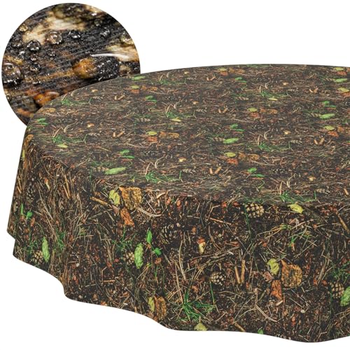 Tischdecke Stoff abwaschbar Tischtuch Tafeldecke pflegeleicht Lotuseffekt schmutz- & wasserabweisend für Indoor Outdoor Tischdecke Rund 140cm Schnittkante Waldboden Tischdecke Stoff abwaschbar Tischtuch Tafeldecke pflegeleicht Lotuseffekt schmutz- & wasserabweisend für Indoor Outdoor Tischdecke Rund 140cm Schnittkante Waldboden von ANRO