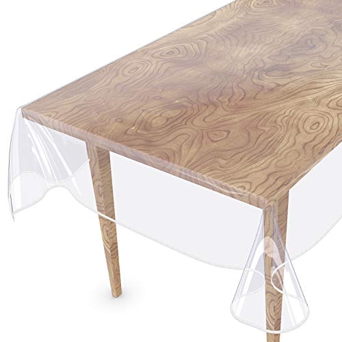 Tischdecke Transparent abwaschbar Durchsichtig Folie mit Saum in Weiß 240x140cm 0,5mm von ANRO