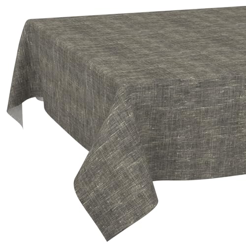 Tischdecke abwaschbar Tischtuch Tafeldecke Tischwäsche Leinen Baumwolle Leinenoptik Wasserdicht Pflegeleicht Fleckenschutz 350x140cm Anthrazit von ANRO