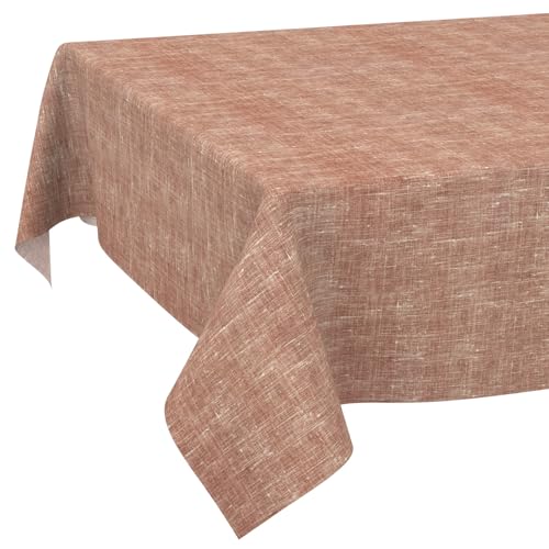 Tischdecke abwaschbar Tischtuch Tafeldecke Tischwäsche Leinen Baumwolle Leinenoptik Wasserdicht Pflegeleicht Fleckenschutz 350x140cm Rot von ANRO