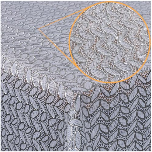 Tischdecke abwaschbar Wachstuch Lace Vinyl Häkel Spitze Optik 120 x 138cm Blätterchen Silber abwischbar Tischdecke abwaschbar Wachstuch Lace Vinyl Häkel Spitze Optik 120 x 138cm Blätterchen Silber abwischbar von ANRO