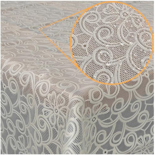 Tischdecke abwaschbar Wachstuch Lace Vinyl Häkel Spitze Optik 120 x 138cm Blumen Beige abwischbar Tischdecke abwaschbar Wachstuch Lace Vinyl Häkel Spitze Optik 120 x 138cm Blumen Beige abwischbar von ANRO