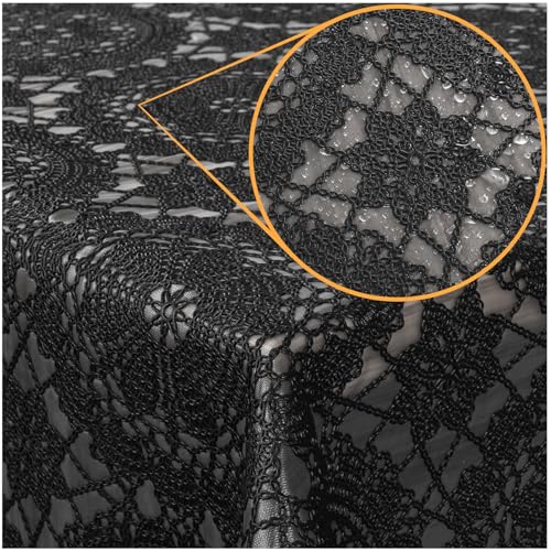 Tischdecke abwaschbar Wachstuch Lace Vinyl Häkel Spitze Optik 350 x 138cm Mandala Schwarz abwischbar Tischdecke abwaschbar Wachstuch Lace Vinyl Häkel Spitze Optik 350 x 138cm Mandala Schwarz abwischbar von ANRO