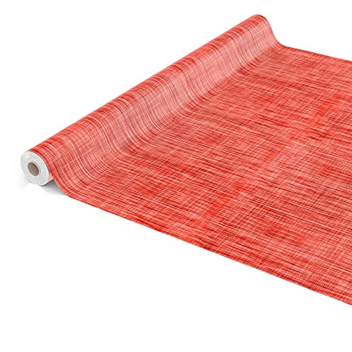 Tischdecke abwaschbar Wachstuch Wachstuchtischdecke 1000 x 140cm Schnittkante Leinen Textil Optik Rot Gartentischdecke Wachstuch von ANRO