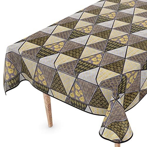 Tischdecke abwaschbar Wachstuch Wachstuchtischdecke 180 x 140cm mit Saum Futuristik Schwarz Gold pflegeleicht Tischdecke abwaschbar Wachstuch Wachstuchtischdecke 180 x 140cm mit Saum Futuristik Schwarz Gold pflegeleicht von ANRO