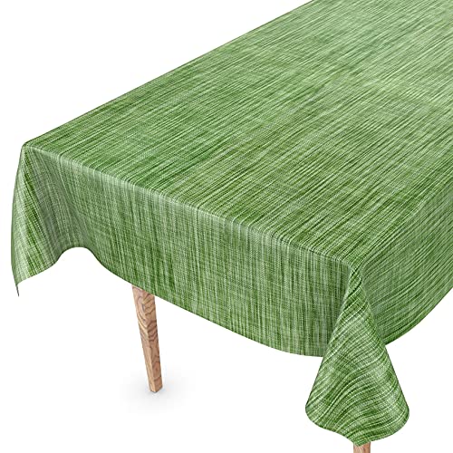 Tischdecke abwaschbar Wachstuch Wachstuchtischdecke 200 x 140cm Schnittkante Leinen Textil Optik Grün Gartentischdecke Wachstuch von ANRO