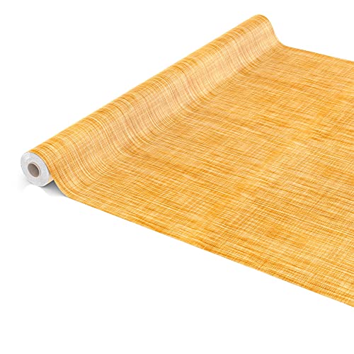 Tischdecke abwaschbar Wachstuch Wachstuchtischdecke 2000 x 140cm Schnittkante Leinen Textil Optik Gelb Gartentischdecke Wachstuch von ANRO