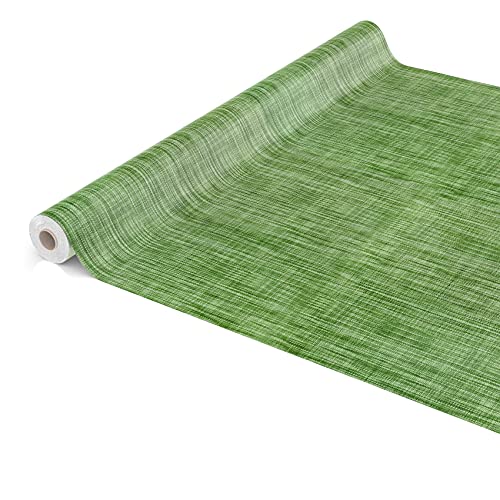 Tischdecke abwaschbar Wachstuch Wachstuchtischdecke 2000 x 140cm Schnittkante Leinen Textil Optik Grün Gartentischdecke Wachstuch von ANRO