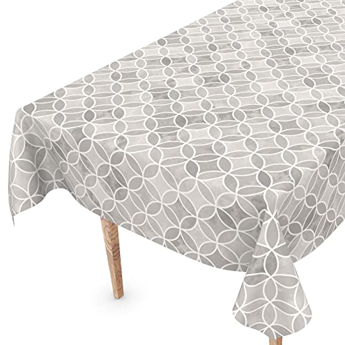 Tischdecke abwaschbar Wachstuch Wachstuchtischdecke 220 x 140cm Schnittkante Kaleidoskop Grau pflegeleicht von ANRO