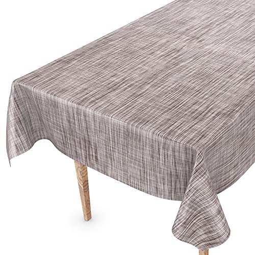 Tischdecke abwaschbar Wachstuch Wachstuchtischdecke 220 x 140cm Schnittkante Leinen Textil Optik Grau Gartentischdecke Wachstuch von ANRO