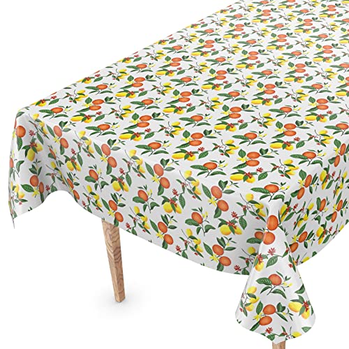 Tischdecke abwaschbar Wachstuch Wachstuchtischdecke 220 x 140cm Schnittkante Orangen Zitronen pflegeleicht von ANRO