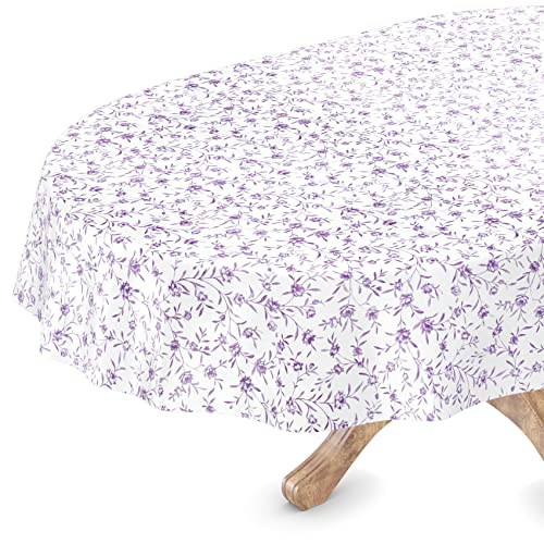 Tischdecke abwaschbar Wachstuch Wachstuchtischdecke Oval 140 x 180cm Schnittkante Violetta Lila pflegeleicht von ANRO