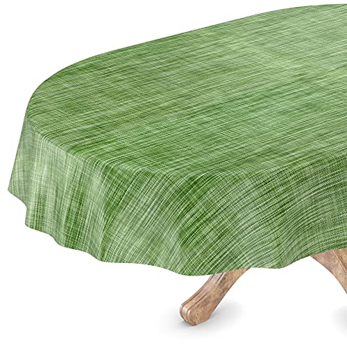 Tischdecke abwaschbar Wachstuch Wachstuchtischdecke Oval 140 x 220cm Schnittkante Leinen Textil Optik Grün Gartentischdecke Wachstuch Tischdecke abwaschbar Wachstuch Wachstuchtischdecke Oval 140 x 220cm Schnittkante Leinen Textil Optik Grün Gartentischdecke Wachstuch von ANRO