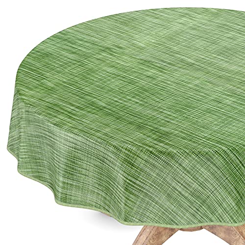 Tischdecke abwaschbar Wachstuch Wachstuchtischdecke Rund 100cm mit Saum Leinen Textil Optik Grün Gartentischdecke Wachstuch Tischdecke abwaschbar Wachstuch Wachstuchtischdecke Rund 100cm mit Saum Leinen Textil Optik Grün Gartentischdecke Wachstuch von ANRO