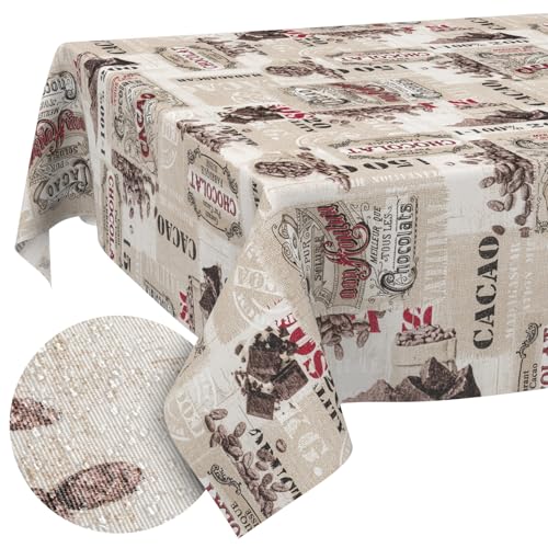 Tischdecke aus Stoff Textil abwaschbar Tischwäsche Tischtuch Baumwolle Polyester Cacao Rund 140cm In-/Outdoor Tischdecke Tischdecke aus Stoff Textil abwaschbar Tischwäsche Tischtuch Baumwolle Polyester Cacao Rund 140cm In-/Outdoor Tischdecke von ANRO