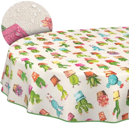 Tischdecke aus Stoff Textil abwaschbar Tischwäsche Tischtuch Baumwolle Polyester Cactus Oval 180x140cm In-/Outdoor Tischdecke Tischdecke aus Stoff Textil abwaschbar Tischwäsche Tischtuch Baumwolle Polyester Cactus Oval 180x140cm In-/Outdoor Tischdecke von ANRO