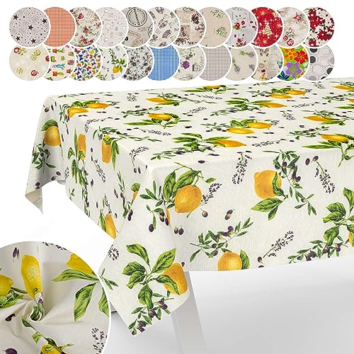 Tischdecke aus Stoff Textil abwaschbar Tischwäsche Tischtuch Baumwolle Polyester Lemon 240x140cm In-/Outdoor Tischdecke von ANRO